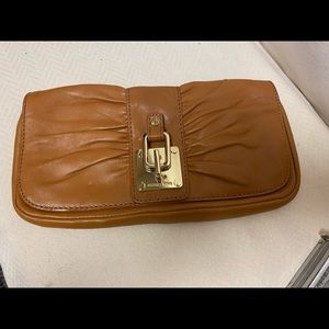 Michael Kors cognac leather clutch
